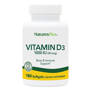 NATURES PLUS Vitamin D3 1000 IU Συμπλήρωμα Βιταμίνης D3 180 Μαλακές Κάψουλες