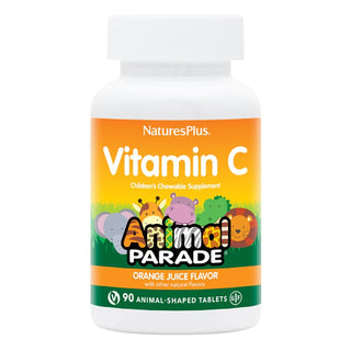 NATURES PLUS Animal Parade® Vitamine C Συμπλήρωμα Βιταμίνης C για Παιδιά 90 Μασώμενες Ταμπλέτες