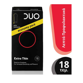 DUO Premium Extra Thin Economy Pack Πολύ Λεπτά 18τμχ