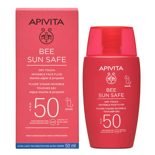 APIVITA Bee Sun Safe Dry Touch Invisible Face Fluid SPF50, Λεπτόρρευστη Αντιηλιακή Κρέμα Προσώπου με Θαλάσσια Φύκη & Πρόπολη, 50ml