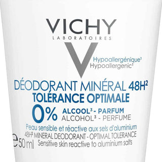 VICHY Deodorant Mineral 0% Alcohol Κατάλληλο για ευαίσθητες επιδερμίδες που αντιδρούν στα άλατα αλουμινίου 50ml