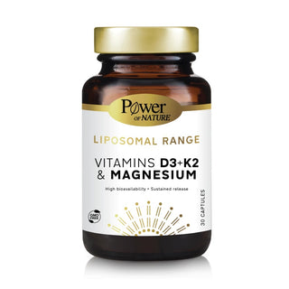 POWER HEALTH Liposomal Range Vitamins D3+K2 & Magnesium Συμπλήρωμα Διατροφής για την Υγεία των Οστών, των Μυών & την Καλή Απορρόφηση του Ασβεστίου & του Φωσφόρου 30 Κάψουλες