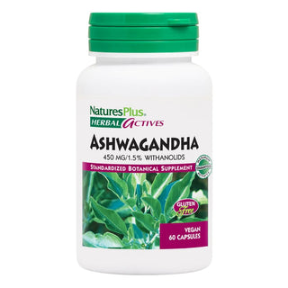 NATURES PLUS Herbal Actives Ashwagandha Ashwagandha 450 mg Συμπλήρωμα Ashwagandha 60 Vegan Κάψουλες