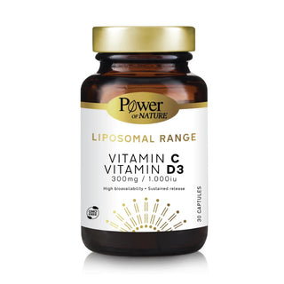 POWER HEALTH Liposomal Range Vitamin C 300mg + Vitamin D3 1000iu Συμπλήρωμα Διατροφής για την Ενίσχυση του Ανοσοποιητικού Συστήματος 30 Κάψουλες