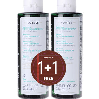 KORRES 1+1 Shampoo Κυστίνη & Ιχνοστοιχεία Σαμπουάν κατά της Ανδρικής Τριχόπτωσης 2x250ml