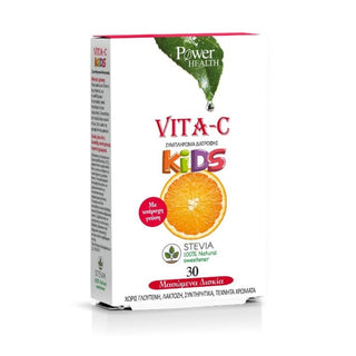 POWER HEALTH Vitamin-C Kids Stevia Βιταμίνης C για Παιδιά με Γεύση Πορτοκάλι 30 Μασώμενα Δισκία