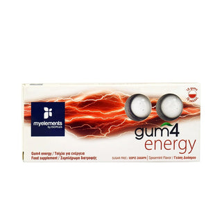 MYELEMENTS Gum 4 Energy Λειτουργική τσίχλα με Καφε?νη για αύξηση της Ενέργειας, με γεύση δυόσμου, 10 gums