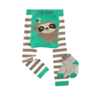 ZOOCCHINI Grip+Easy Crawler Legging & Socks Set - Silas the Sloth (6-12m)
