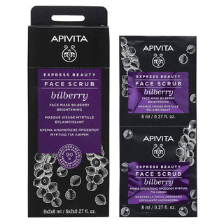 APIVITA Express Beauty Μάσκα Απολέπισης για Λάμψη με Μύρτιλο 2x8ml
